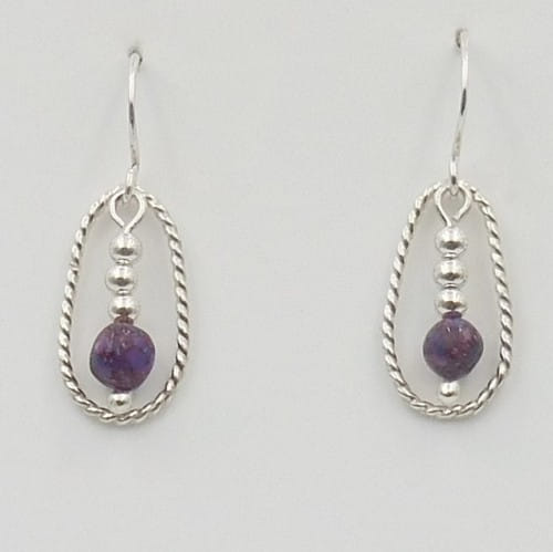Click to view detail for DKC-1100 Earrings  Earrings Kingman Purple Dahlia $60